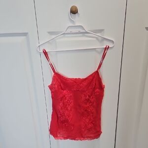 Red Lace Camisole Tank Top - Women